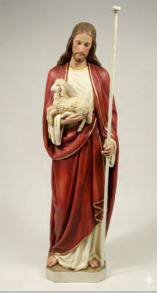 Jesus With Lamb 60-inch Statue - 60-inch - Realistic Color - Hand-Painted