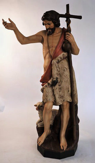 St. John the Baptist w/ (staff Statue - 60-inch - Realistic Color - Hand-Painted