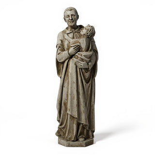 Saint Vincent de Paul with a Child Statue - 48-inch — Antique Stone finish