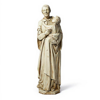Saint Vincent de Paul with a Child Statue - 48-inch — Antique White finish
