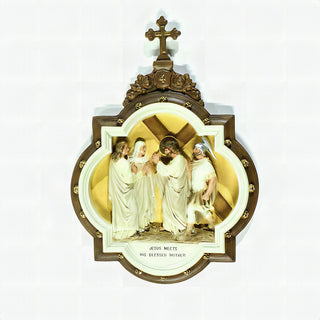 Chapel Wall Plaque Station #4 Statue - 19-inch - Realistic Color - Hand-Painted