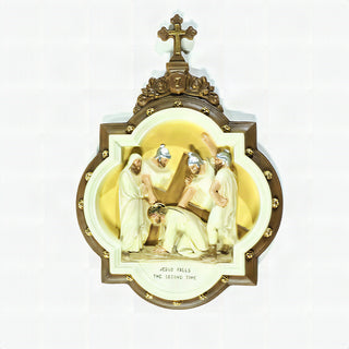 Chapel Wall Plaque Station #7 Statue - 19-inch - Realistic Color - Hand-Painted