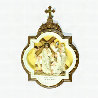 Chapel Wall Plaque Station #8 Statue - 19-inch - Realistic Color - Hand-Painted