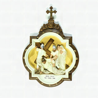 Chapel Wall Plaque Station #9 Statue - 19-inch - Realistic Color - Hand-Painted