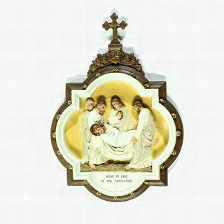 Chapel Wall Plaque Station #14 Statue - 19-inch - Realistic Color - Hand-Painted