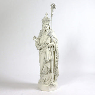 Hand-painted statue of Saint Augustine of Hippo in bishop's vestments, 42 inches tall — detail view