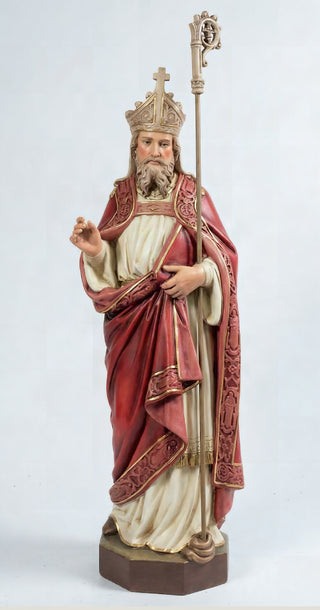 Hand-painted statue of Saint Augustine of Hippo in bishop's vestments, 42 inches tall