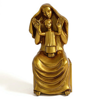 Medieval Mary and Child Statue - 45-inch — Antique Gold finish