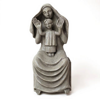 Medieval Mary and Child Statue - 45-inch — Antique Stone finish