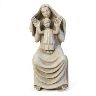 Medieval Mary and Child Statue - 45-inch — Antique White finish