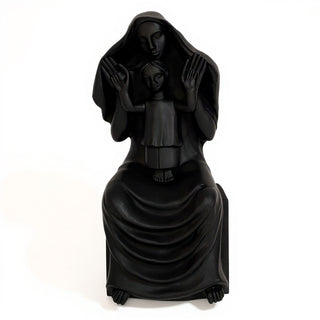 Medieval Mary and Child Statue - 45-inch — Dusted Black finish