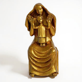 Medieval Mary and Child Statue - 45-inch — Deep Gold finish