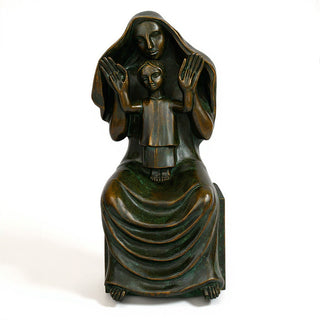 Medieval Mary and Child Statue - 45-inch — Green Bronze finish