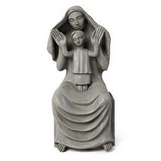 Medieval Mary and Child Statue - 45-inch — Limestone finish