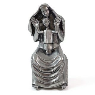 Medieval Mary and Child Statue - 45-inch — Silver finish