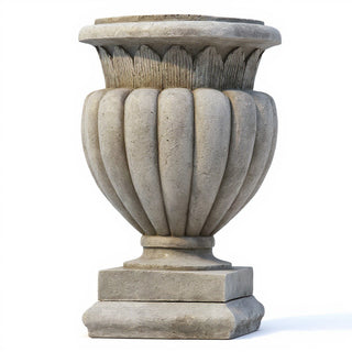 Carved Stadium Urn Planter - 20-inch — Antique Stone finish