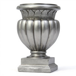 Carved Stadium Urn Planter - 20-inch — Antique Silver finish