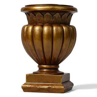 Carved Stadium Urn Planter - 20-inch — Bronze finish