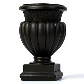 Carved Stadium Urn Planter - 20-inch — Flat Black finish
