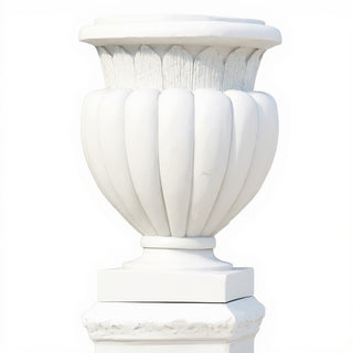 Carved Stadium Urn Planter - 20-inch — Flat White finish