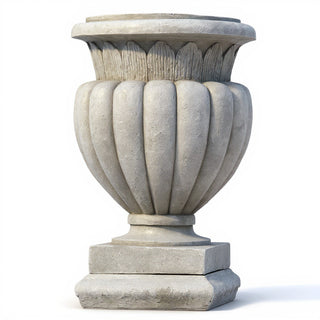 Carved Stadium Urn Planter - 20-inch — Limestone finish