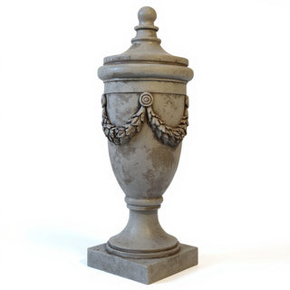 San Marino Finial with Lid - 32-inch — Antique Stone finish