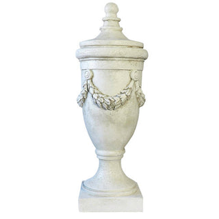 Tall fiberglass resin finial with a fitted lid, shown in a plain neutral finish. — alternate view