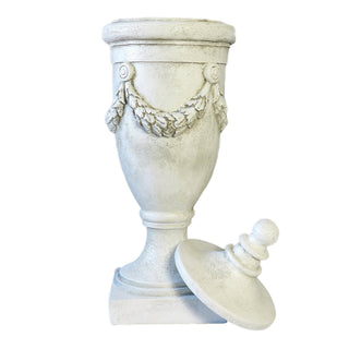 Tall fiberglass resin finial with a fitted lid, shown in a plain neutral finish. — alternate view