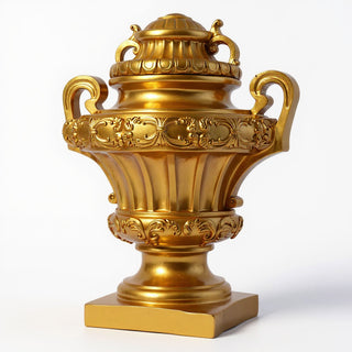 Embellished Urn with Lid Planter - 31-inch — Antique Gold finish