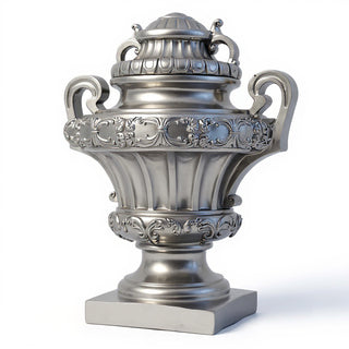 Embellished Urn with Lid Planter - 31-inch — Antique Silver finish