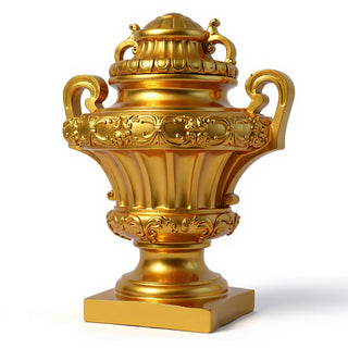 Embellished Urn with Lid Planter - 31-inch — Deep Gold finish