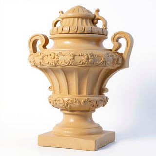 Embellished Urn with Lid Planter - 31-inch — Dusted Sand finish