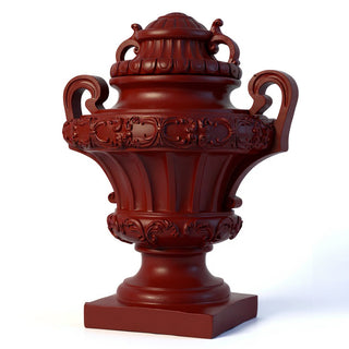 Embellished Urn with Lid Planter - 31-inch — Rust finish