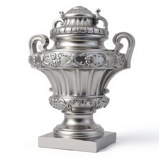 Embellished Urn with Lid Planter - 31-inch — Silver finish