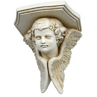 Angel Face with Wings Wall Plaque - 16-inch — Antique White finish