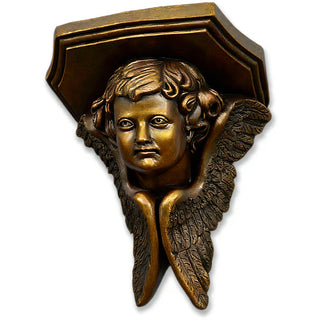 Angel Face with Wings Wall Plaque - 16-inch — Bronze finish