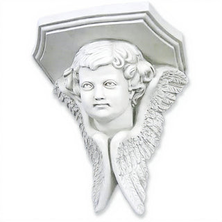 Angel Face with Wings Wall Plaque - 16-inch — Flat White finish