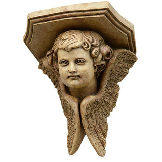 Angel Face with Wings Wall Plaque - 16-inch — Gothic Stone finish