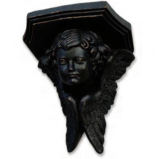 Angel Face with Wings Wall Plaque - 16-inch — Iron finish