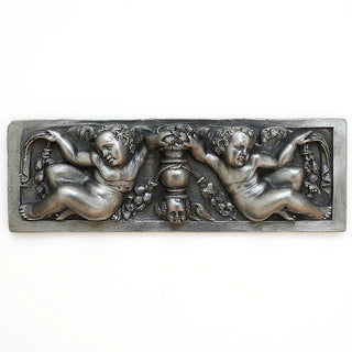 Angels with Urn Relief Wall Plaque — Aged Silver finish