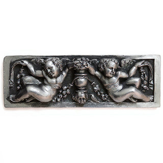 Angels with Urn Relief Wall Plaque — Antique Silver finish