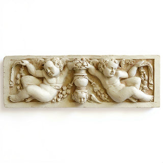 Angels with Urn Relief Wall Plaque — Antique White finish