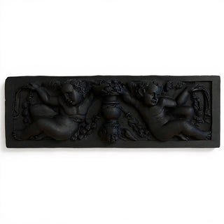 Angels with Urn Relief Wall Plaque — Dusted Black finish