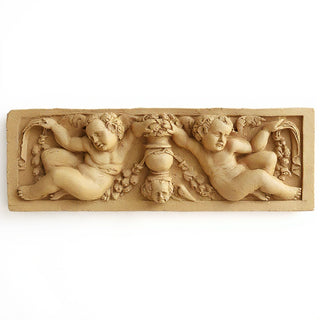 Angels with Urn Relief Wall Plaque — Dusted Sand finish