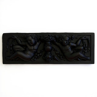Angels with Urn Relief Wall Plaque — Flat Black finish