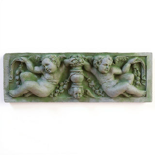 Angels with Urn Relief Wall Plaque — Mossy Green finish