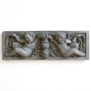 Angels with Urn Relief Wall Plaque — Old Stone finish