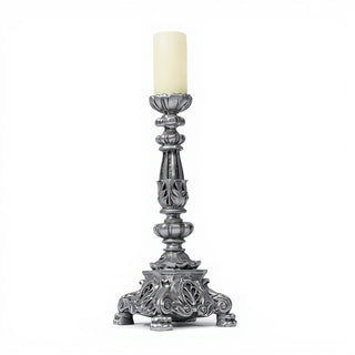 Baroque Candle Holder Candleholder - 20-inch — Antique Silver finish