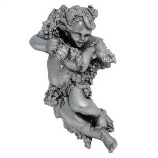 Grape Cherub Left Wall Plaque - 14-inch — Aged Silver finish