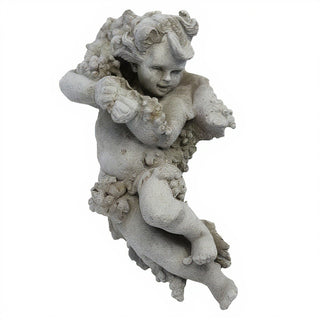 Grape Cherub Left Wall Plaque - 14-inch — Antique Stone finish